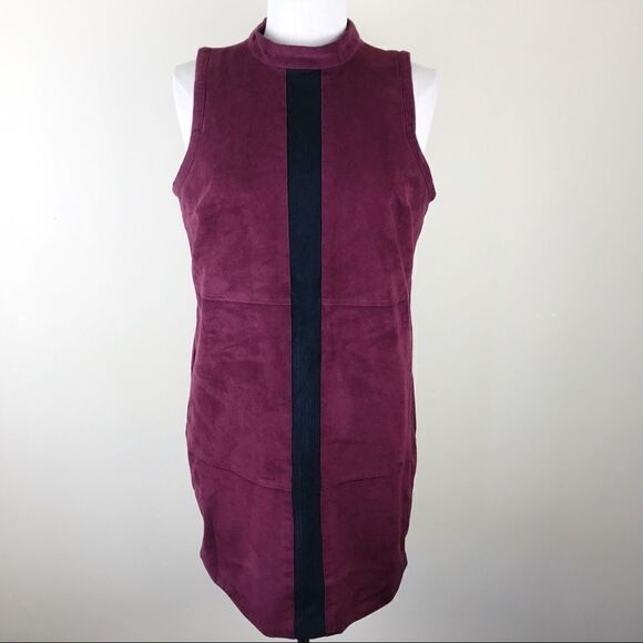 Abercrombie & Fitch Mock Neck Faux Suede Dress Med - Picture 2 of 8